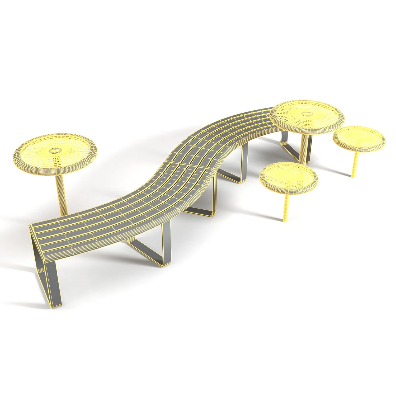 Linea Curved Seat and Bench 3D Model_07